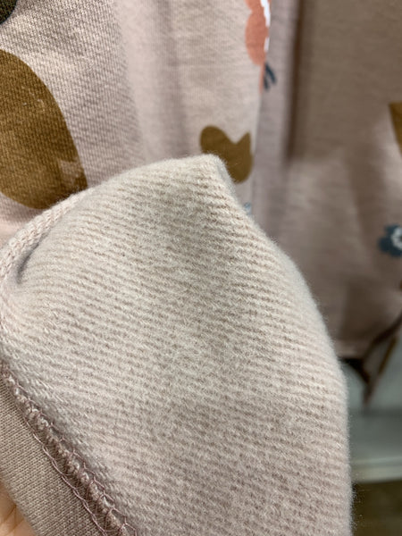 韓國🇰🇷粉藍色/粉紅色花花毛底長身棉質one piece