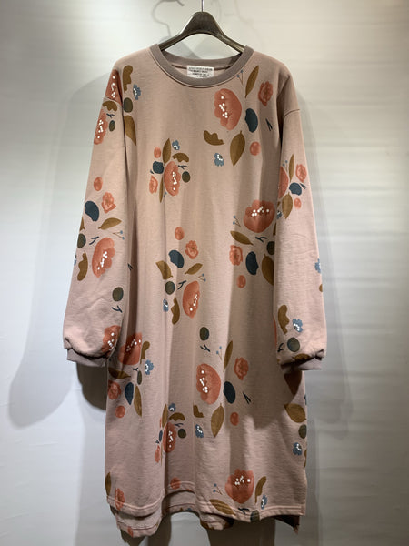 韓國🇰🇷粉藍色/粉紅色花花毛底長身棉質one piece