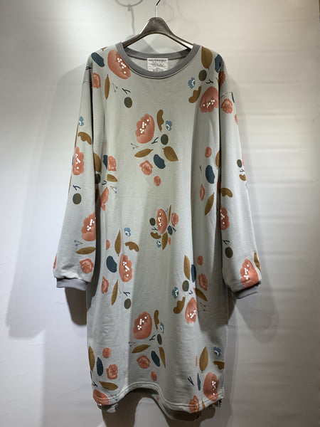 韓國🇰🇷粉藍色/粉紅色花花毛底長身棉質one piece