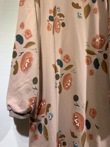 韓國🇰🇷粉藍色/粉紅色花花毛底長身棉質one piece