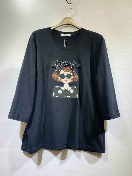 韓國🇰🇷黑色棉料女仔頭tee