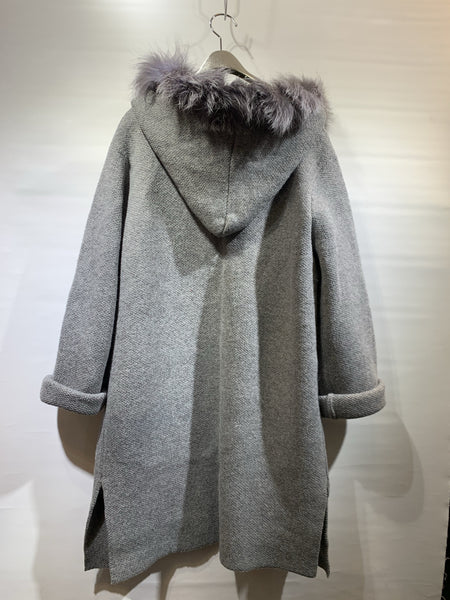 韓國🇰🇷灰色毛毛帽冷料外套