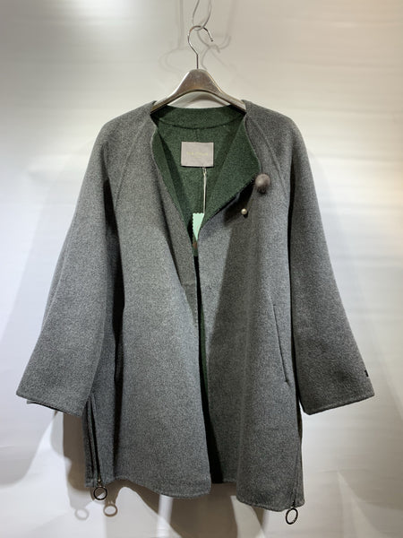 韓國🇰🇷灰色有毛扣羊絨外套