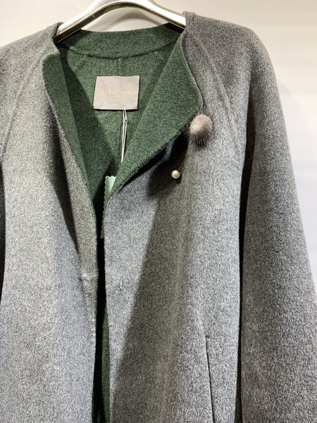 韓國🇰🇷灰色有毛扣羊絨外套