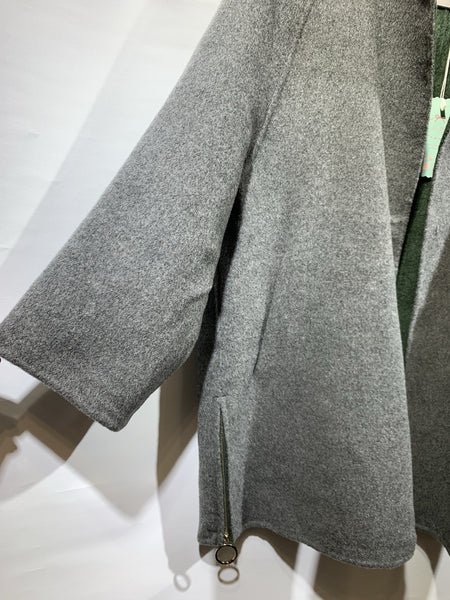 韓國🇰🇷灰色有毛扣羊絨外套