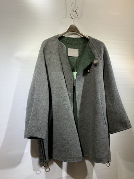 韓國🇰🇷灰色有毛扣羊絨外套