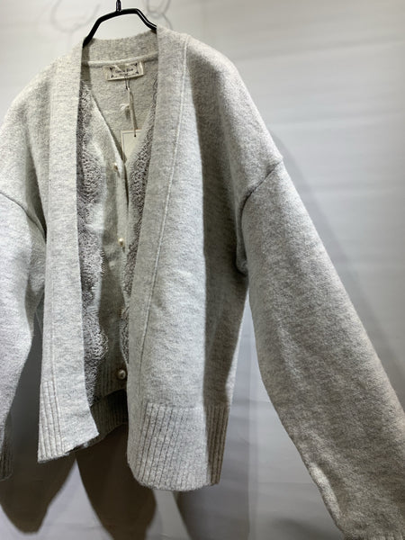 韓國🇰🇷灰色/啡杏色喱士配珍珠鈕毛冷外套