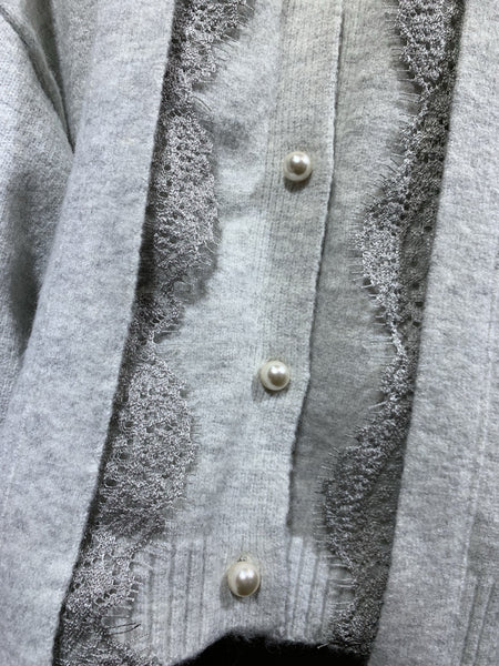 韓國🇰🇷灰色/啡杏色喱士配珍珠鈕毛冷外套