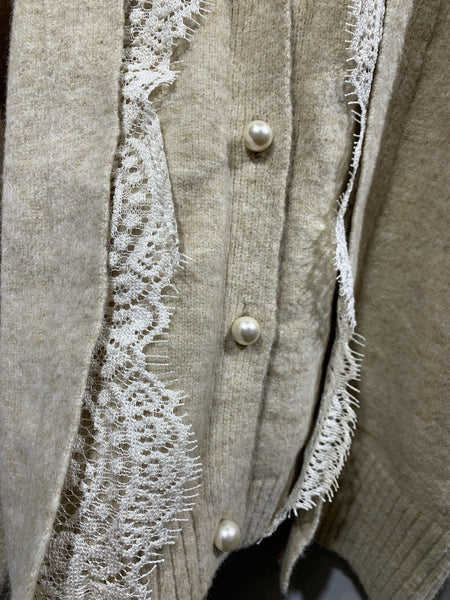 韓國🇰🇷灰色/啡杏色喱士配珍珠鈕毛冷外套