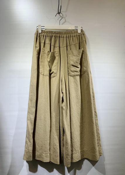 韓國🇰🇷杏色棉麻裙褲