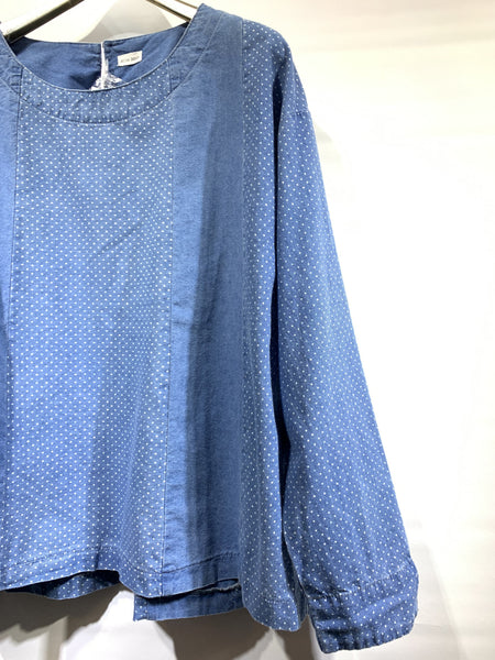 日本 🇯🇵藍色波點牛仔布TOP
