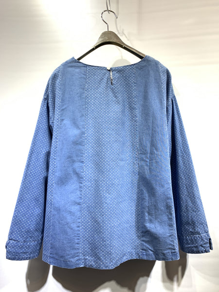日本 🇯🇵藍色波點牛仔布TOP