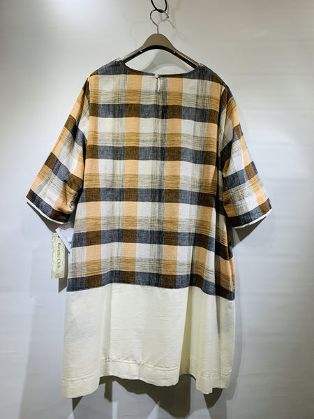 日本🇯🇵橙色格仔拼米白布腳one piece