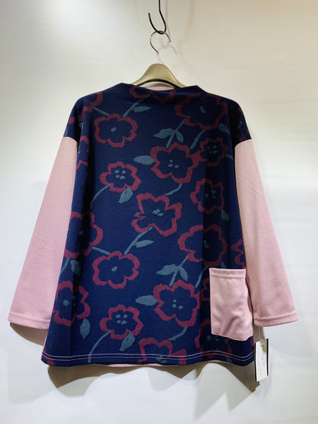 日本🇯🇵藍色拼粉紅色花花衫
