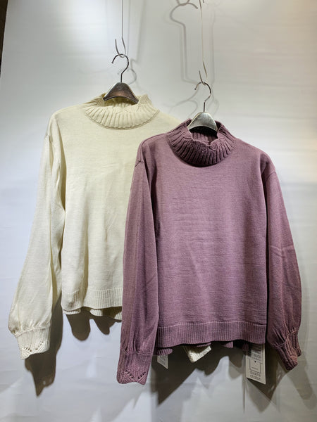 日本🇯🇵米白色/紫色企領針織衫