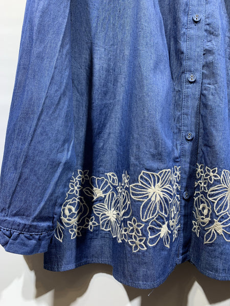 日本🇯🇵中藍/深藍ruffles領車線花腳恤衫