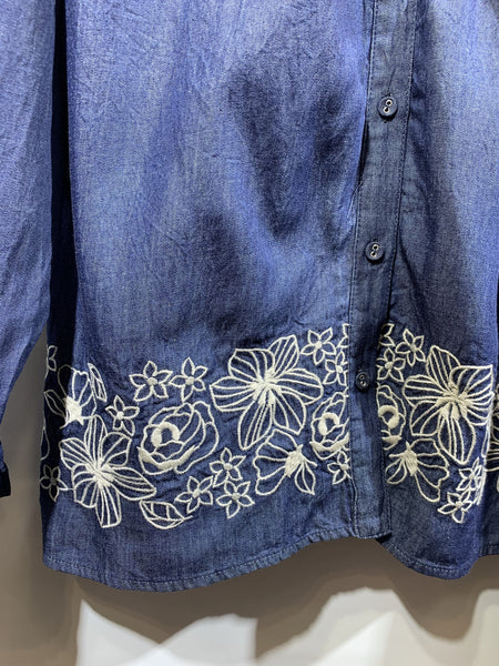 日本🇯🇵中藍/深藍ruffles領車線花腳恤衫